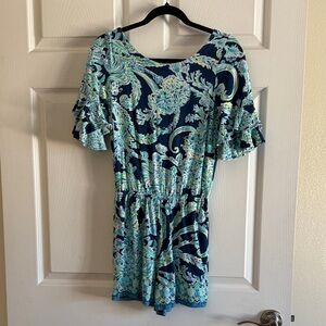 Lilly Pulitzer Blue and Green Floral Romper